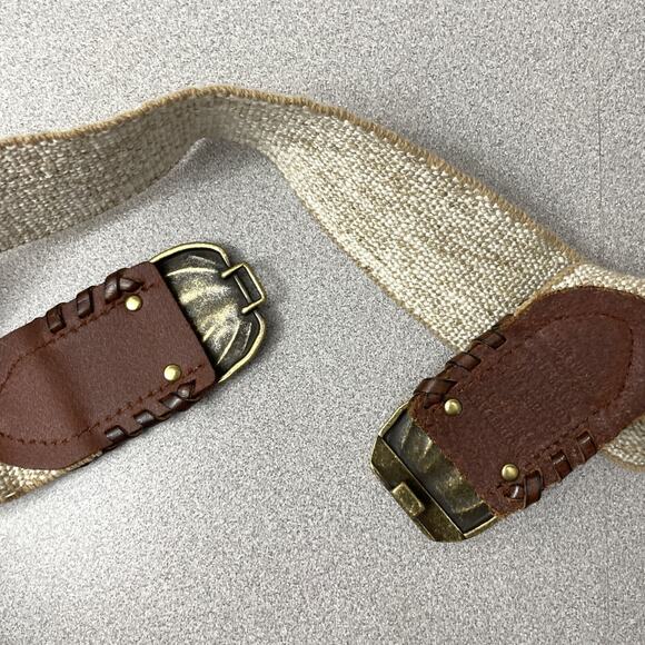 Another Line Elastic Belt S/M Brass Buckle Leaves Boho Bohemian Waist Stretch - Picture 6 of 7